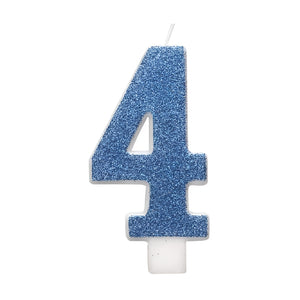 Glitz Blue & Silver Number Birthday Candles