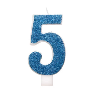 Glitz Blue & Silver Number Birthday Candles