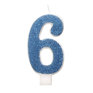 Glitz Blue & Silver Number Birthday Candles