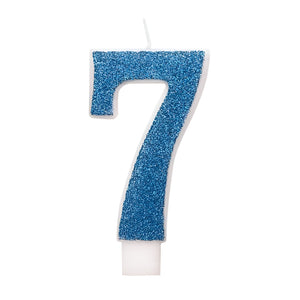 Glitz Blue & Silver Number Birthday Candles