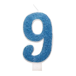 Glitz Blue & Silver Number Birthday Candles