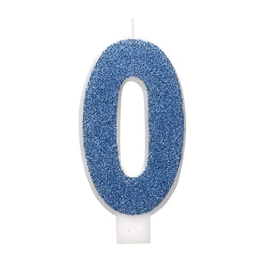 Glitz Blue & Silver Number Birthday Candles