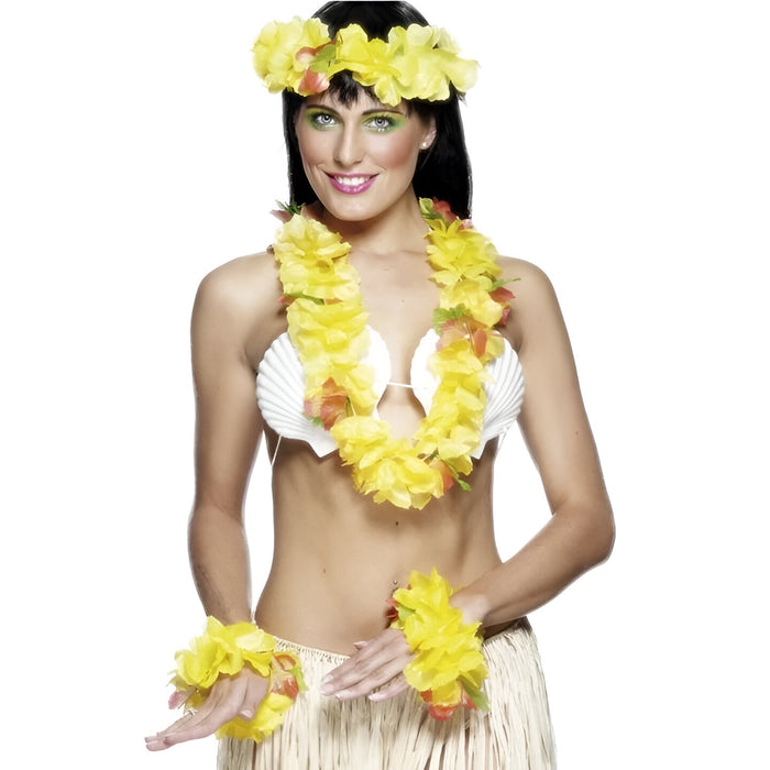 Hawaiian Deluxe Garland Set - Yellow & Orange (Adult)