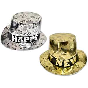 "Happy New Year" Top Hat - Gold/Silver