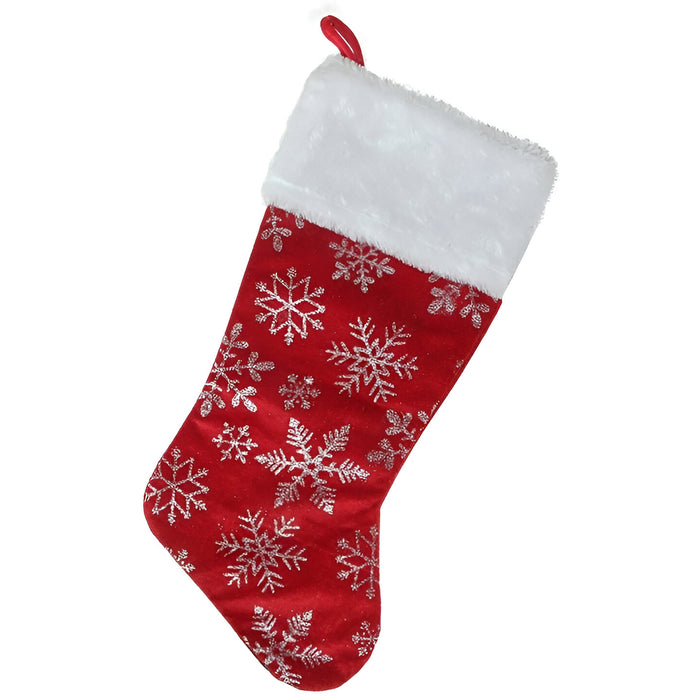 Christmas Stocking with snow flakes, Silver