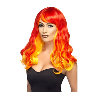 Deluxe Ombre Wig - Devil Red, Orange and Yellow