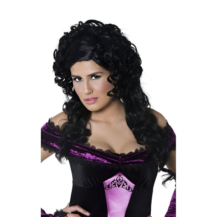 Gothic Countess Wig - Black with Curly Locks