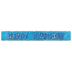 Glitz Blue "Happy Birthday" Party Banner - 12ft.