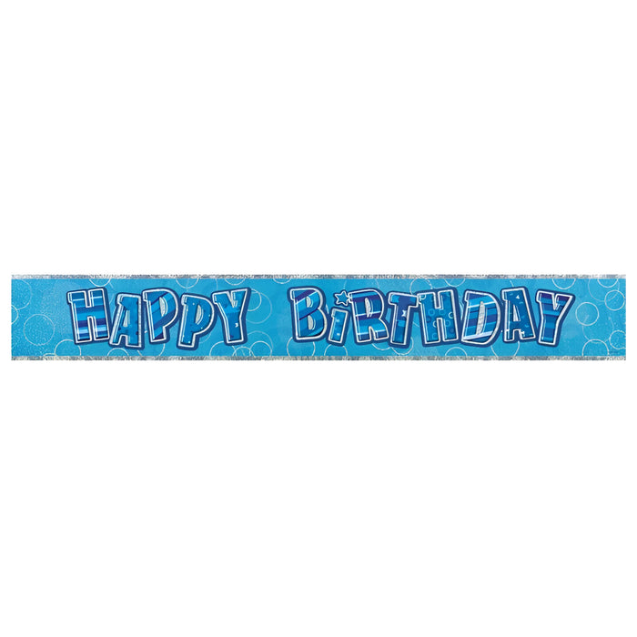 Glitz Blue "Happy Birthday" Party Banner - 12ft.