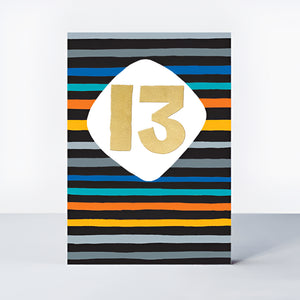 Age 13 Boy Birthday | Vibrant Foil & Embossed - Card