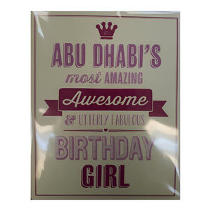 Awesome & Fabulous Birthday Girl In Abu Dhabi - Card (Classic)