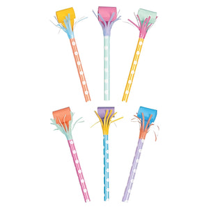 Long Stem Bright Fringe Blowouts, Assorted Colours  - Pack of 6