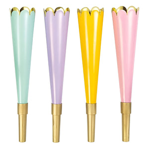 Horns With Elegant Scalloped Edges, Assorted Colours - Pack of 4