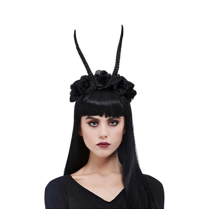 Demon Horn Flower Headband - (Adult)
