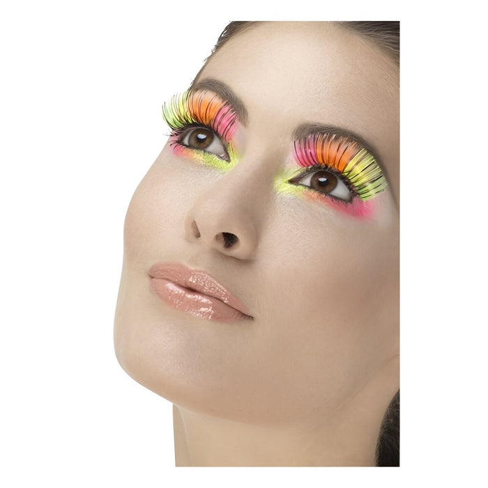 Party Eyelashes - '80s Neon Multi-coloured with Black