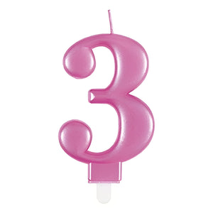 Metallic Pink Candles Number Birthday Candles