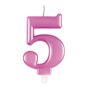 Metallic Pink Candles Number Birthday Candles