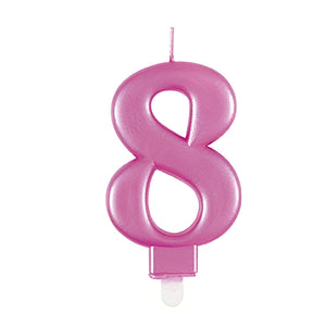 Metallic Pink Candles Number Birthday Candles