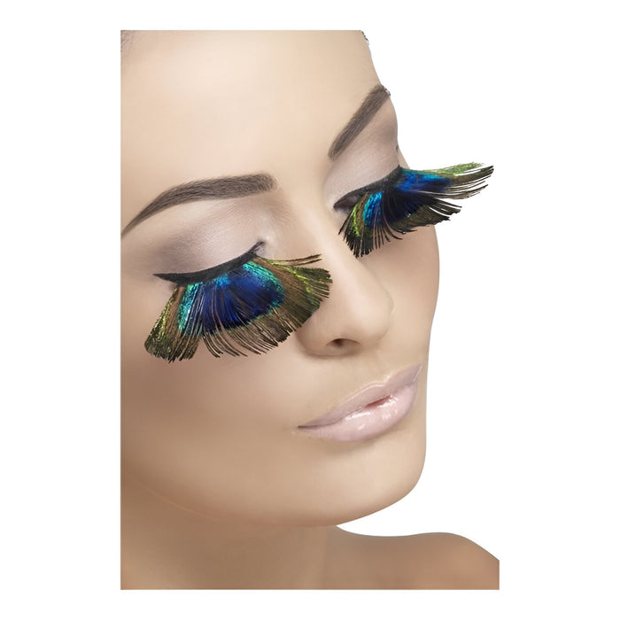 Party Eyelashes - Long Peacock Feathers