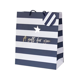 Gift Bag - Blue Stripe, Portrait Bag (Medium)