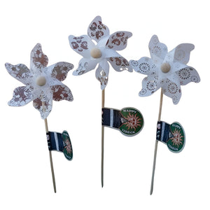 Mini White Windmills - Assorted White Lace Designs