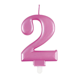 Metallic Pink Candles Number Birthday Candles