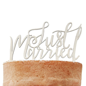 Just Married Wooden Cake Topper - Boho