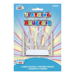 Multicolour Flashing Number Cake Topper & Birthday Candle - (30, 40, 50, 60)