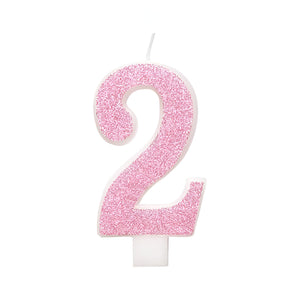 Glitz Pink & Silver Number Birthday Candles