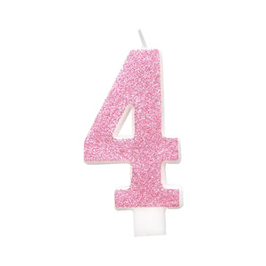 Glitz Pink & Silver Number Birthday Candles