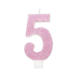 Glitz Pink & Silver Number Birthday Candles