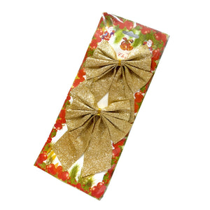 Decorative Glitter Bow Set, Gold  - Large, Pack of 2