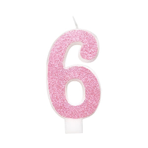 Glitz Pink & Silver Number Birthday Candles