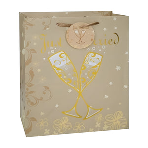 Gift Bag - "Just Married", Gold Bag (Large)