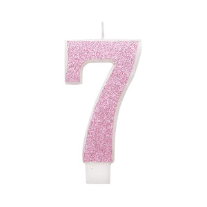 Glitz Pink & Silver Number Birthday Candles