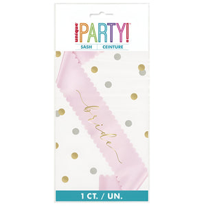 "Bride" Pink Party Sash