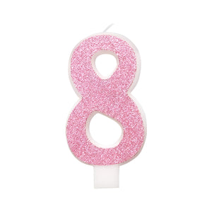 Glitz Pink & Silver Number Birthday Candles