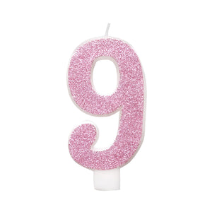 Glitz Pink & Silver Number Birthday Candles