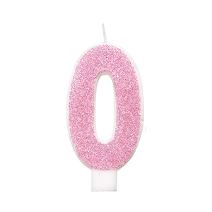 Glitz Pink & Silver Number Birthday Candles