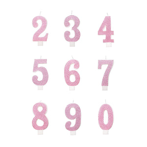 Glitz Pink & Silver Number Birthday Candles