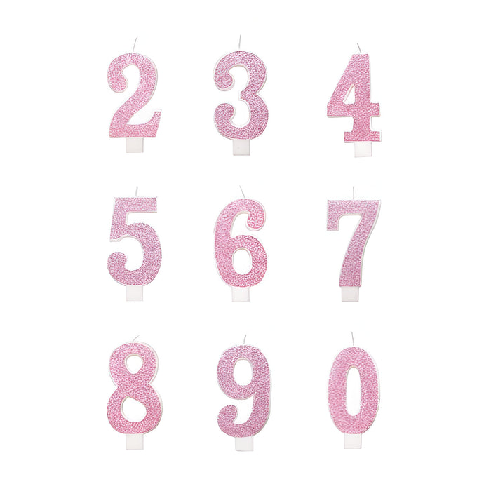 Glitz Pink & Silver Number Birthday Candles