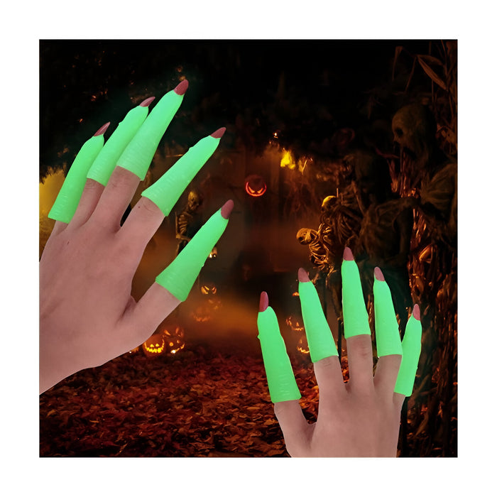 Glow in the dark Witch Fingers with Red Fingernails