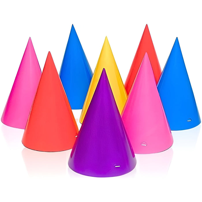 Party Hats, Assorted Colours - Pack of 8