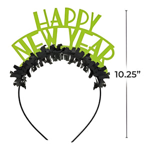 Neon "Happy New Year" Headbands with fringe - Assorted Colours