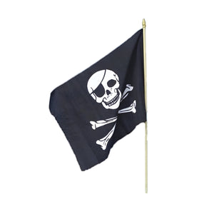 Pirate Flag On Stick - Skull & Crossbones