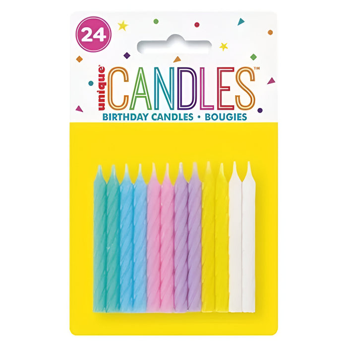 Birthday Candles, Assorted Colours - Pack of 24