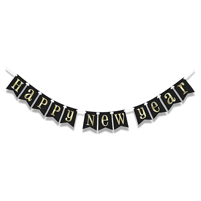 "Happy New Year Banner" - Gold/Black 7ft