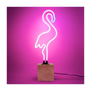 Neon Light Pink Flamingo With Base