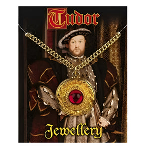 Henry VIII Red Gem Pendant Necklace - Gold Plated