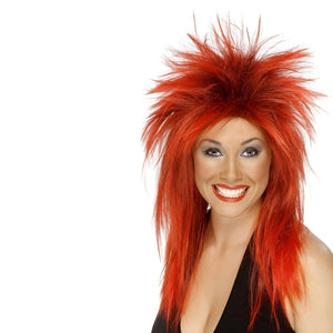 Rock Diva 80s Wig - Red and Black